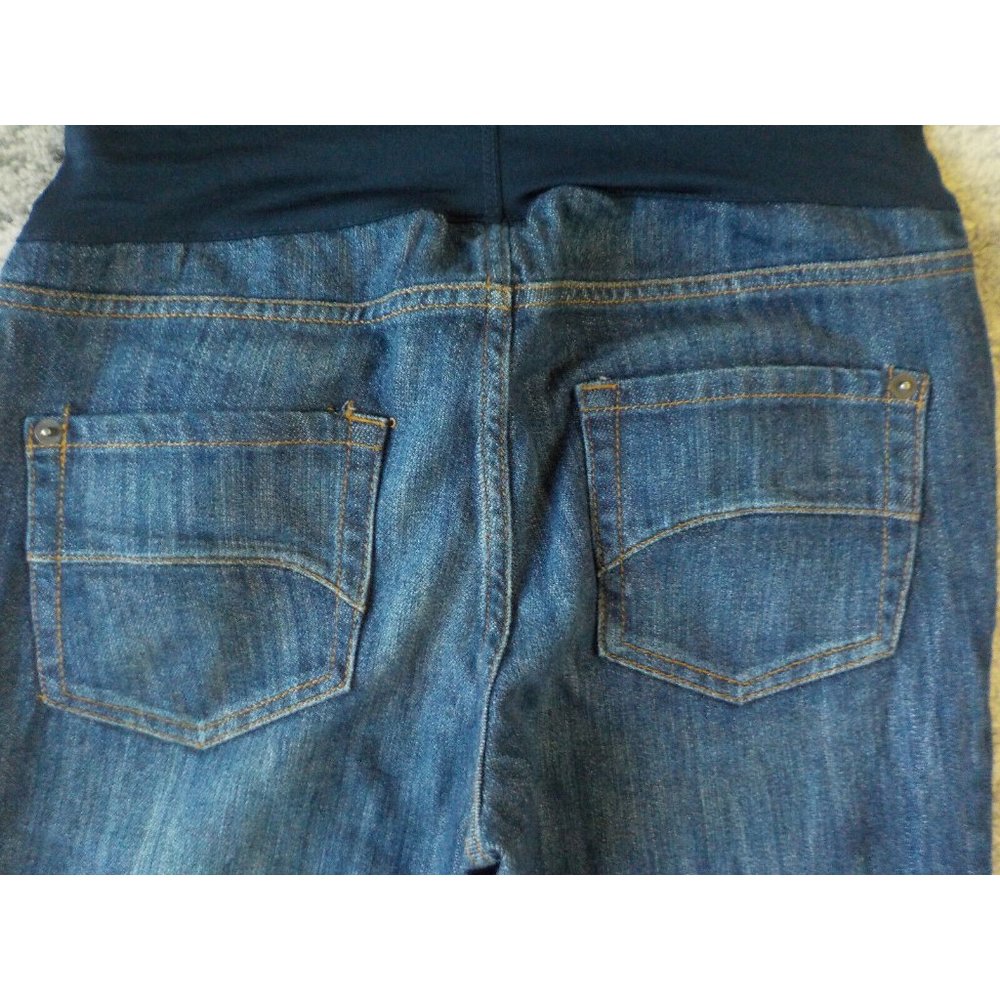 Maternity by Attitude Unknown Dark Blue Denim Capris Full Panel Womens - Picture 4 of 4